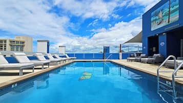 A rooftop pool