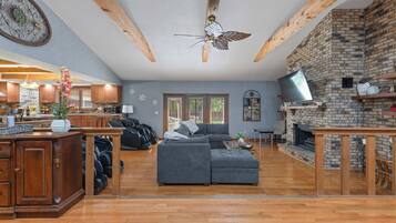 TV, fireplace, video games, books