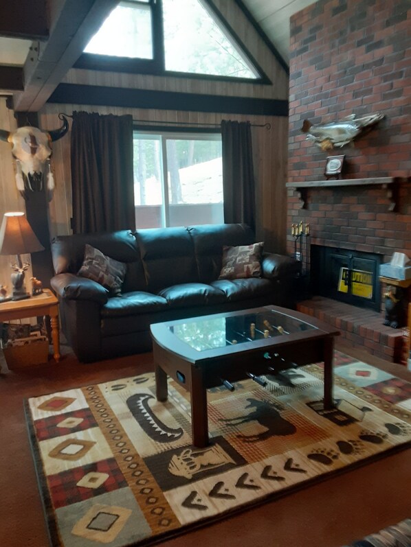 TV, video games, DVD player, foosball