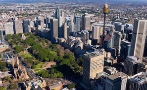 Surrounded by a mix of modern skyscrapers, this urban area offers a unique blend of architectural styles.