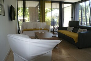 TV, books - Facing the sea, 30 m from the beach, luxury villa, air-conditioned  (Serra-di-Ferro)