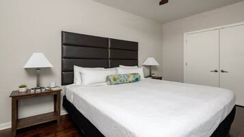 1 bedroom, laptop workspace, iron/ironing board, bed sheets