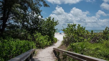 Beach nearby, sun loungers