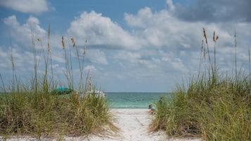 Beach nearby, sun loungers
