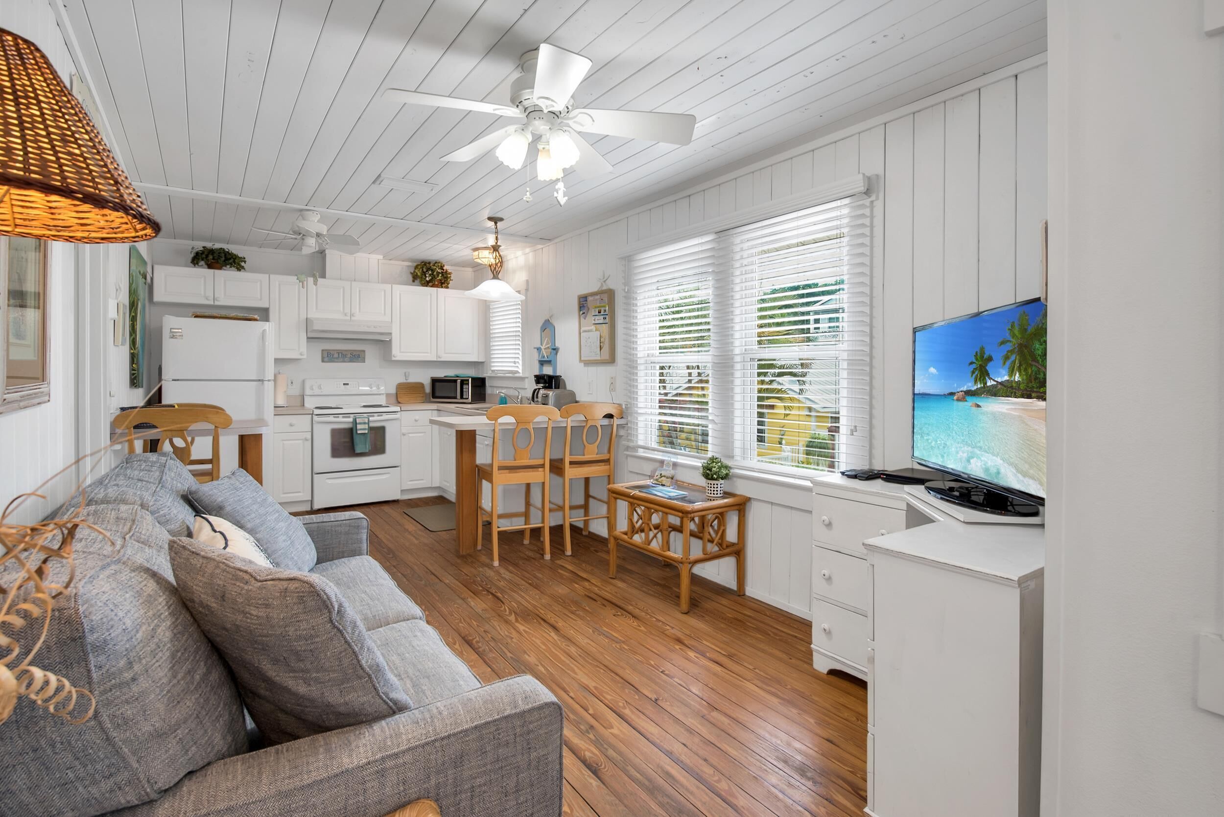 Televisión, reproductor de DVD y oficina 