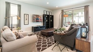 Living room - Beautiful 5 Star Villa With Private Pool on the Prestigious Encore Resort at Reunion, Orlando Villa 4366 (Kissimmee)