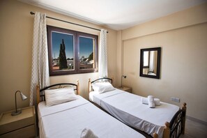 1 bedroom, laptop workspace, iron/ironing board, bed sheets