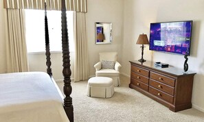 4 bedrooms, laptop workspace, iron/ironing board, bed sheets