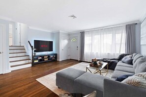 TV, video game console, books, offices