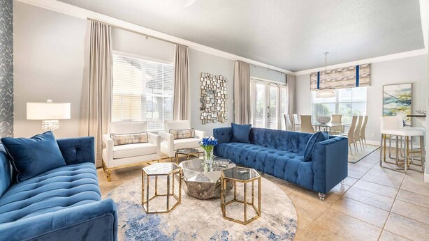Living area - Ultimate 5 Star Villa With Private Pool on Reunion Resort and Spa, Orlando Villa 4585 (Kissimmee)