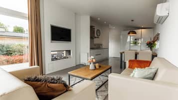 TV, fireplace