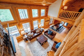 Smart TV, fireplace, DVD player, foosball