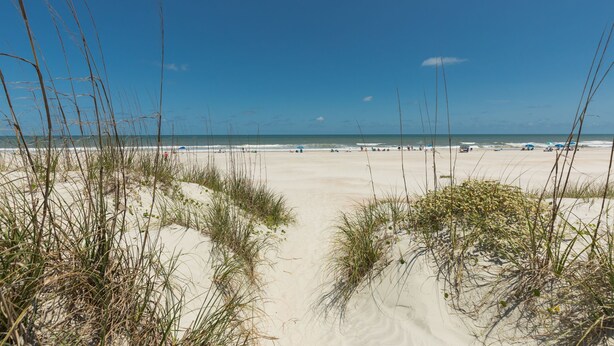 A beach with sand dunes and a clear blue sky. - Beachy Getaway–Cozy, Clean & Equipped w/ All Essentials! Relax, Enjoy & Refresh! (St. Augustine Beach)