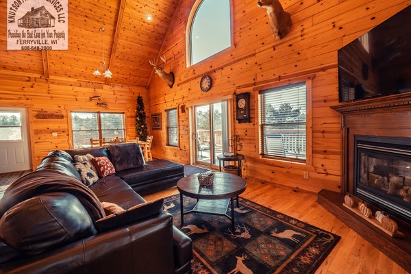 TV connectée, cheminée, lecteur de DVD