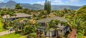 Princeville Beaches AC Lux Home 4BR 3.5Ba at Queen's Bath + Mountain Views
