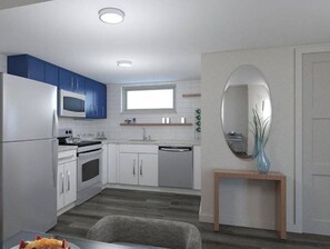 Fridge, microwave, stovetop, dishwasher