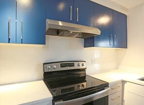 Fridge, microwave, stovetop, dishwasher