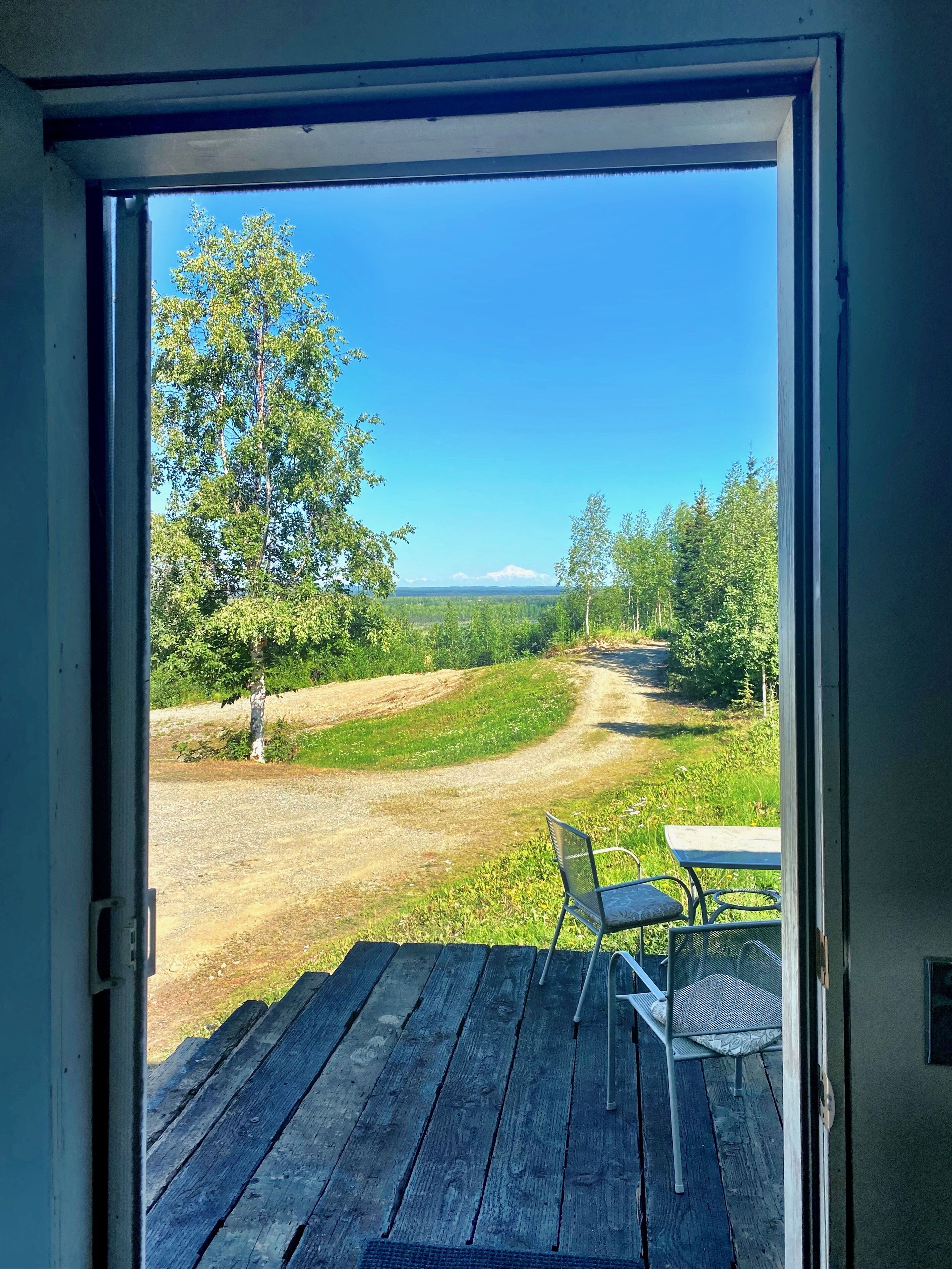 Private driveway and view from the front door.


