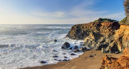 Ocean-view cabin with deck & beach access - dog-friendly