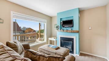 TV, fireplace