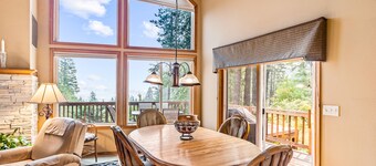 Dog-friendly mountain retreat near skiing with lake view, hot tub, & balcony