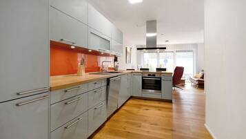 Fridge, oven, stovetop, dishwasher