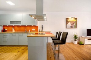 Fridge, oven, stovetop, dishwasher - Holiday Apartment at the "Gustavsburg" Castle with Wi-Fi & Terrace (Homburg)