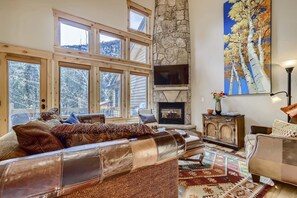 TV, fireplace, computer monitors, printers