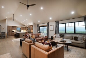 TV connectée, cheminée, livres