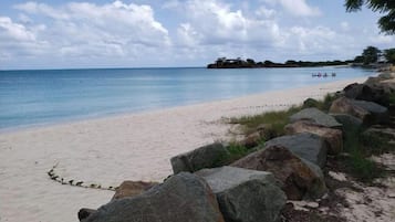 Plage, chaises longues, serviettes de plage