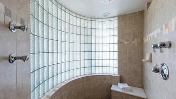 Secador de cabelo, toalhas de banho, sabonete, shampoo