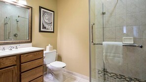 Hair dryer, towels, toilet paper