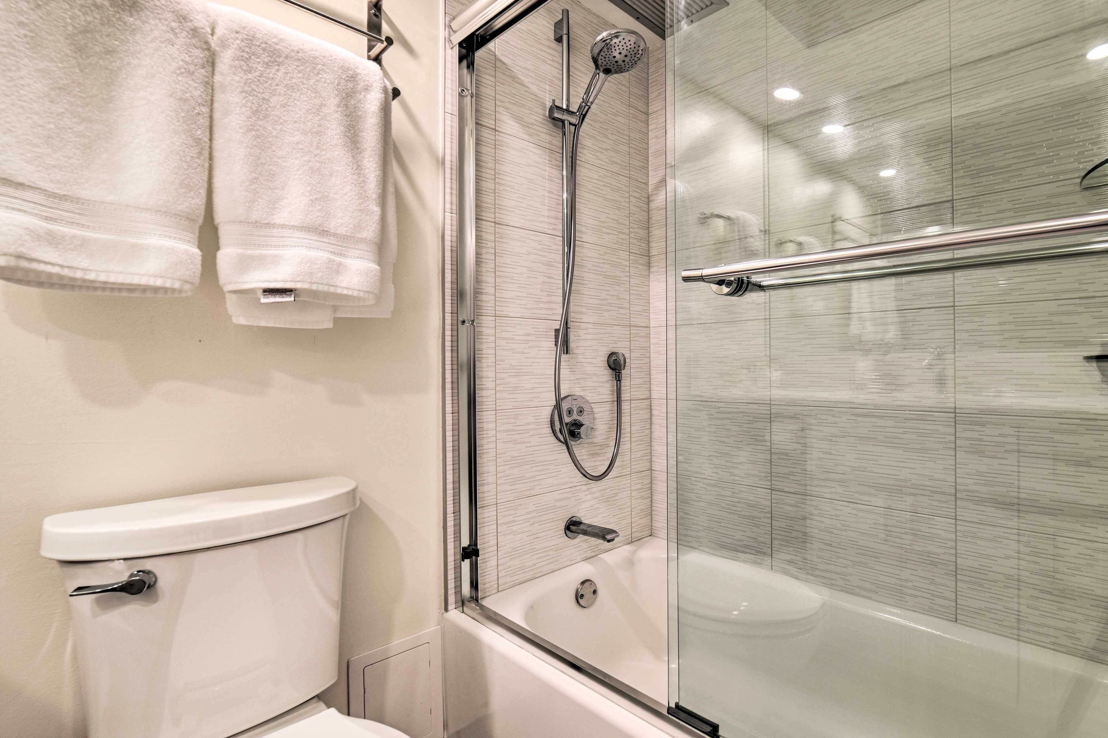 Free toiletries, hair dryer, towels