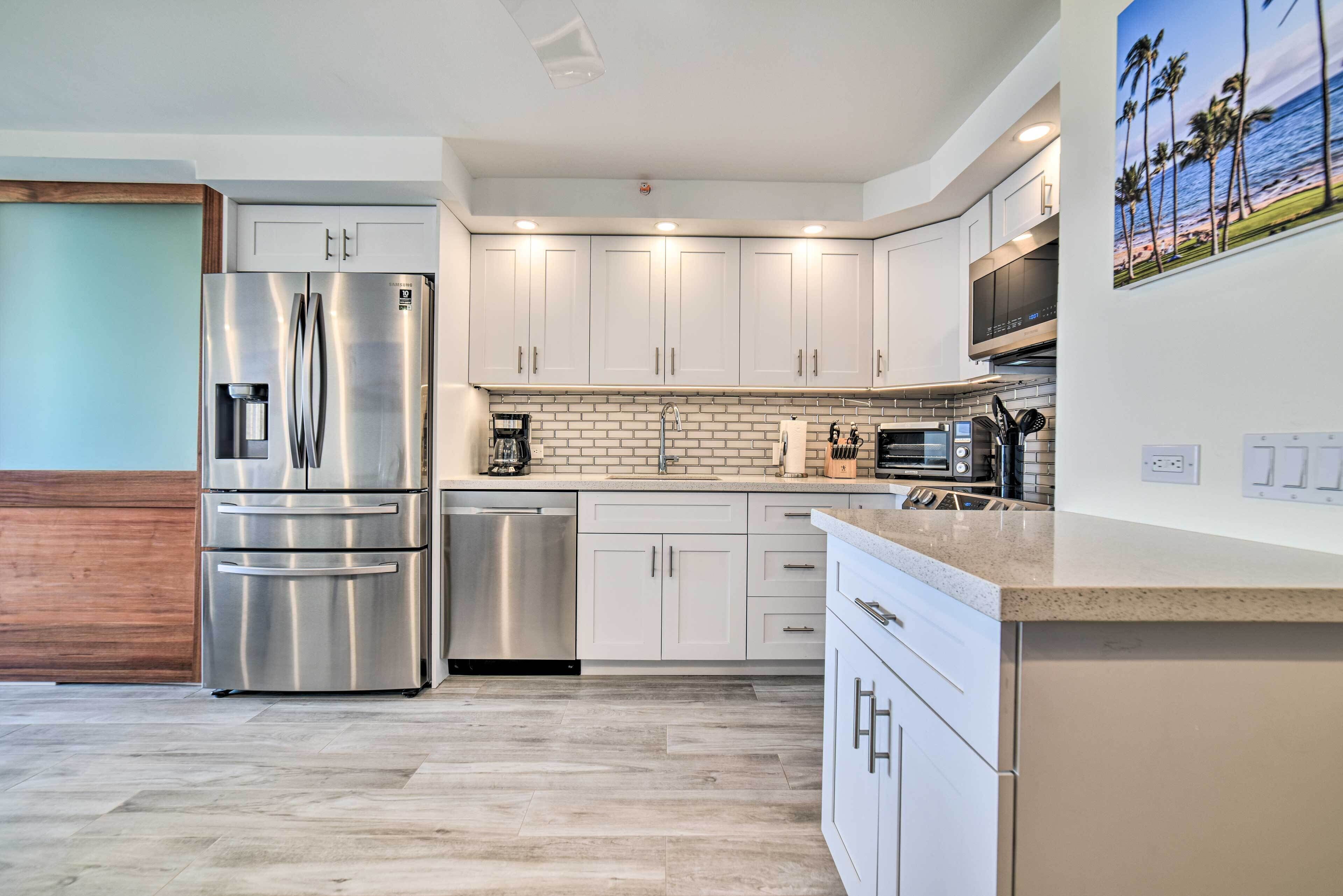 Fridge, microwave, stovetop, dishwasher