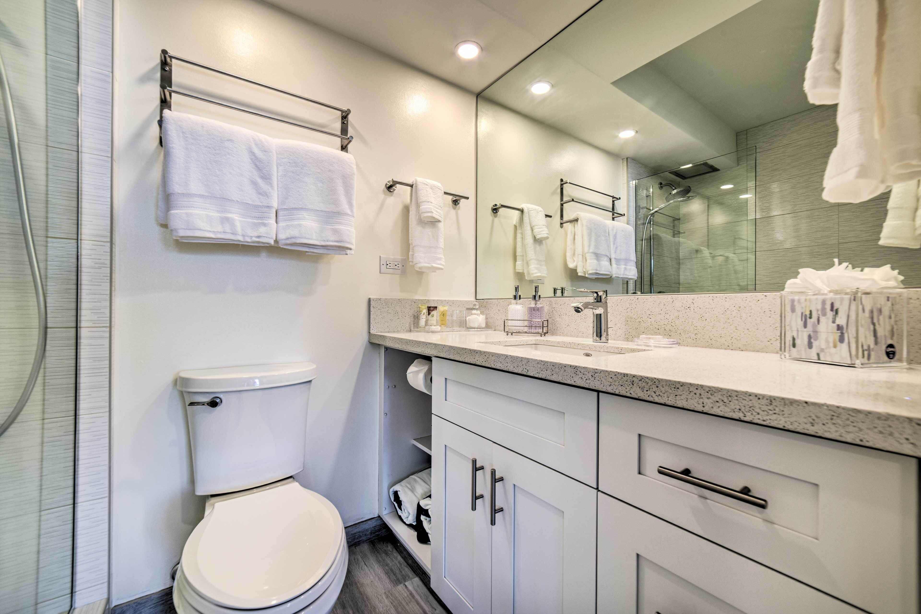 Free toiletries, hair dryer, towels