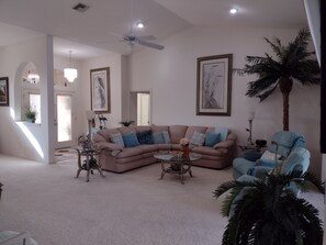 Smart TV, DVD player, books, music library