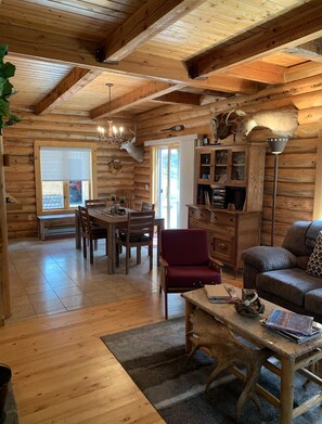 TV, DVD player, books, video library