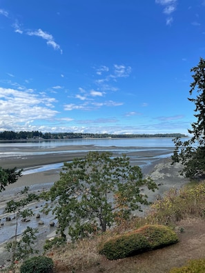On the beach, beach towels - Grandview Ocean Retreat, 2 bedroom, 2 bathroom with beautiful sunset/ocean views (Nanoose Bay)