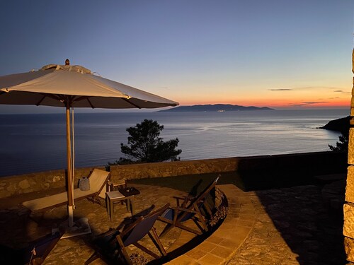 Stone house with breathtaking sea view and private beach