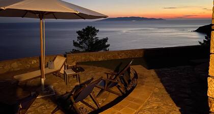 Stone house with breathtaking sea view and private beach