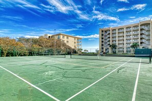Game, set, match! Our lighted tennis courts are perfect for a friendly game or serious practice, available exclusively for guests.