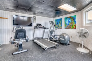 Stay fit during your stay! Our gym features modern cardio equipment, including treadmills and recumbent bikes, perfect for keeping up with your fitness routine.
