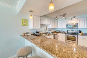 Fridge, microwave, oven, stovetop - B604 | Beachfront with Beach Service, Pool, & WiFi (Miramar Beach)