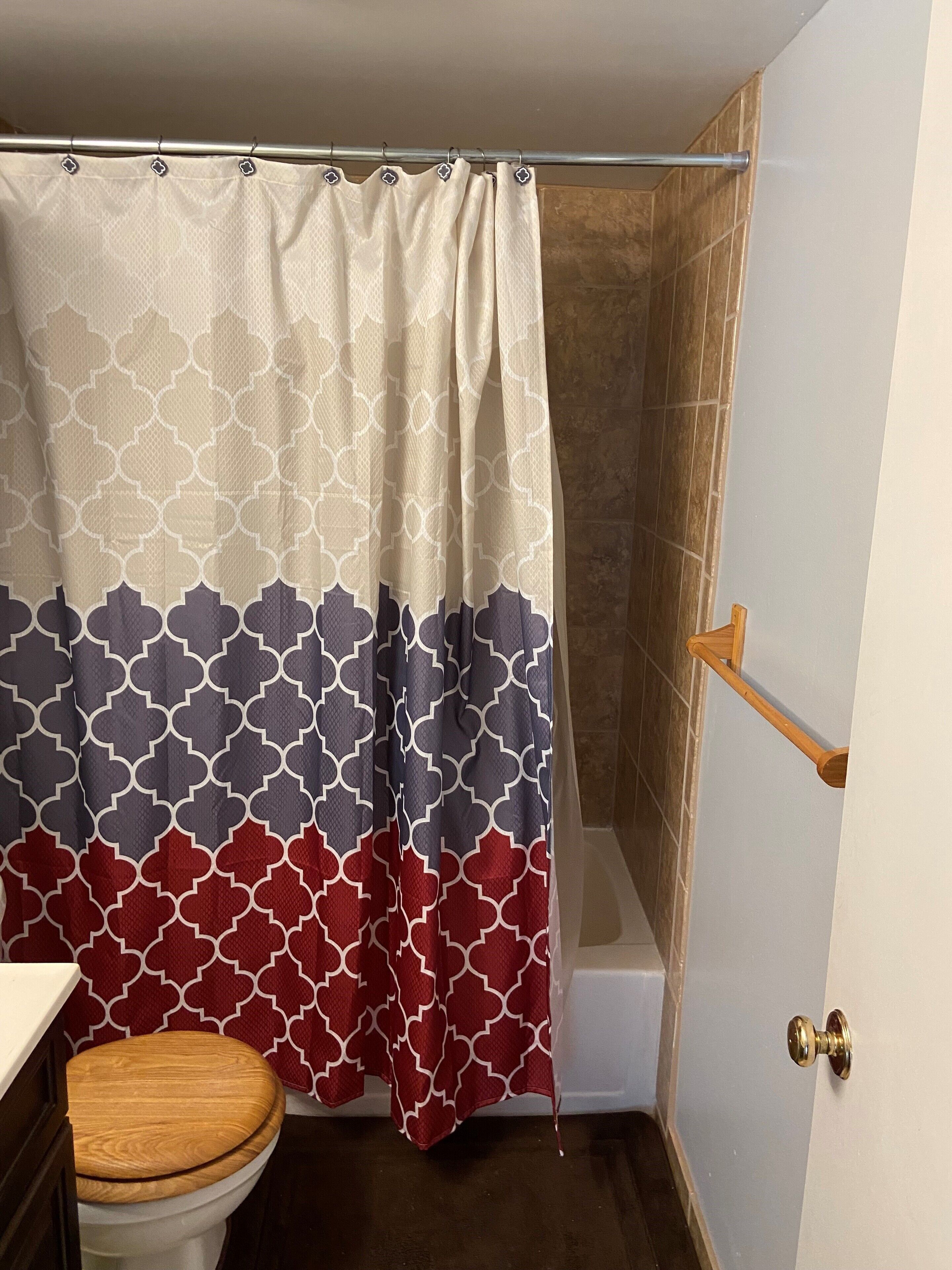 Combined shower/tub, hair dryer
