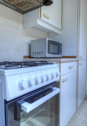 Fridge, microwave, oven, electric kettle