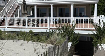 Seven bedroom Ocean Front, on the dunes at Brant Beach, with private beach path.