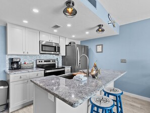 Fridge, microwave, oven, stovetop - Island Place 112 Great View, Downtown with Pool! (Cedar Key)