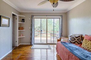 Smart TV, fireplace, foosball, table tennis