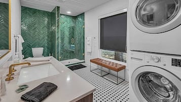 Bathtub, hair dryer