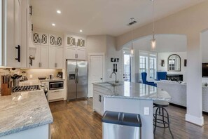 Fridge, microwave, oven, dishwasher